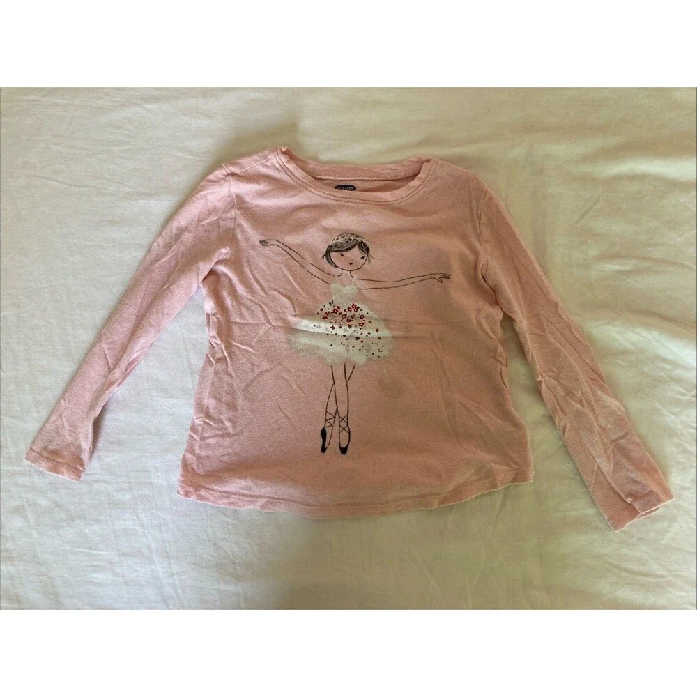 4T Old Navy girl clothes - 1 piece long sleeved shirt | pink ballerina theme